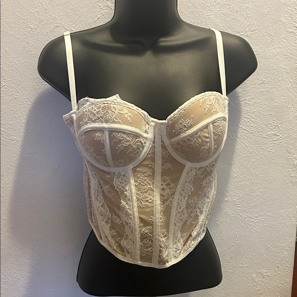 Lace Bustier Corset Top in Ivory